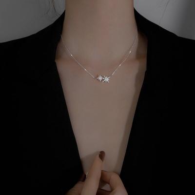 925 Sterling Silber Stern Halskette für Frauen Luxus CZ Schlüsselbein Kette Halskette Schmuck Geschenke Großhandel