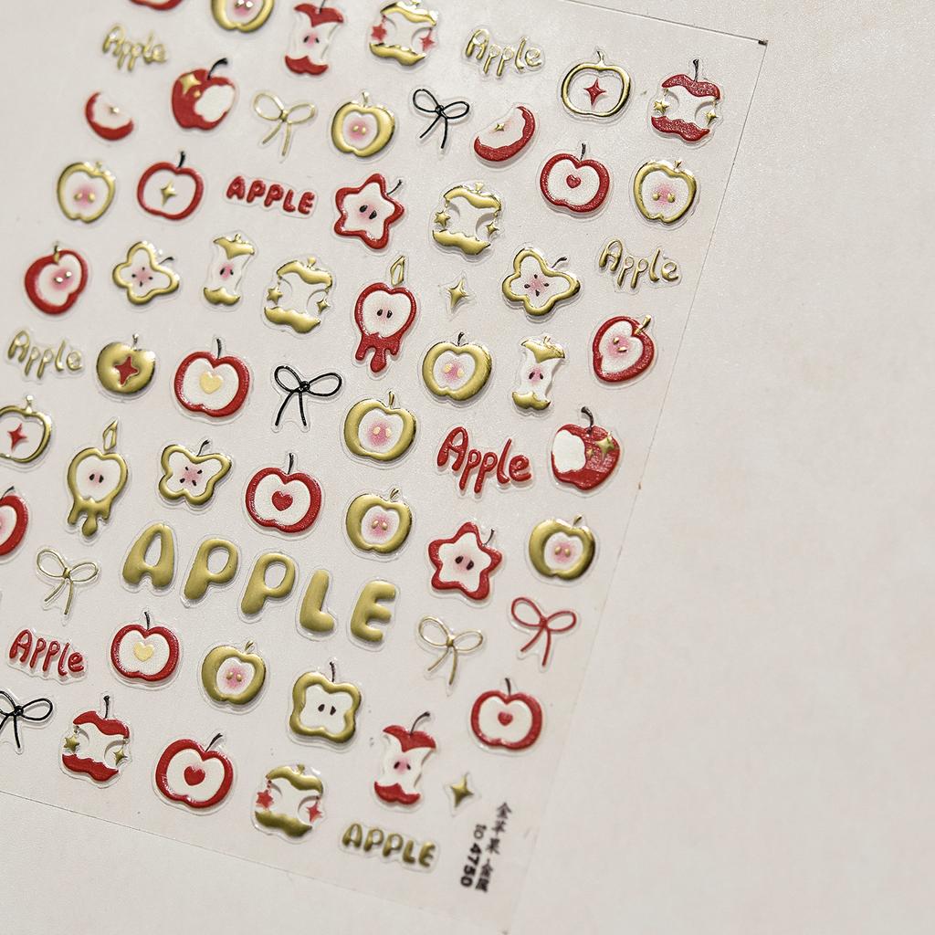 Fresh Sweet Fruits Strawberry Cherry Bowknot Love Heart Lemon 5D Nail Art Stickers Self Adhesive Decorations Nail Manicure Decal