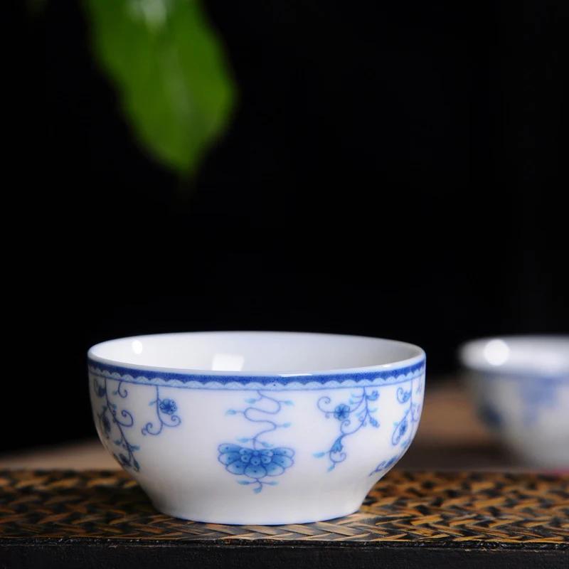 4pcs High white blue and white cup, glazed ceramics tea cups Kung Fu Teacup,Chinese style teacups,Tea accessories Puer cup set