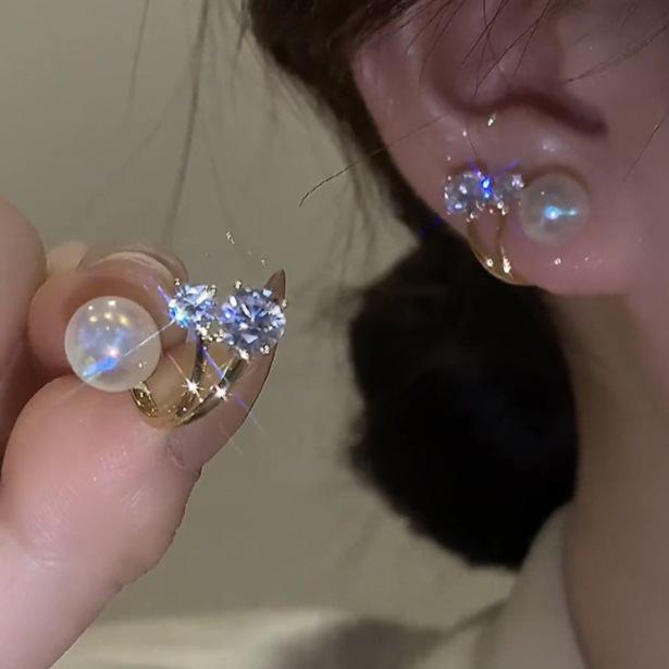 Silver Needle Pearl Flower Tassel Earrings - Women's Trendy All-Match Jewelry