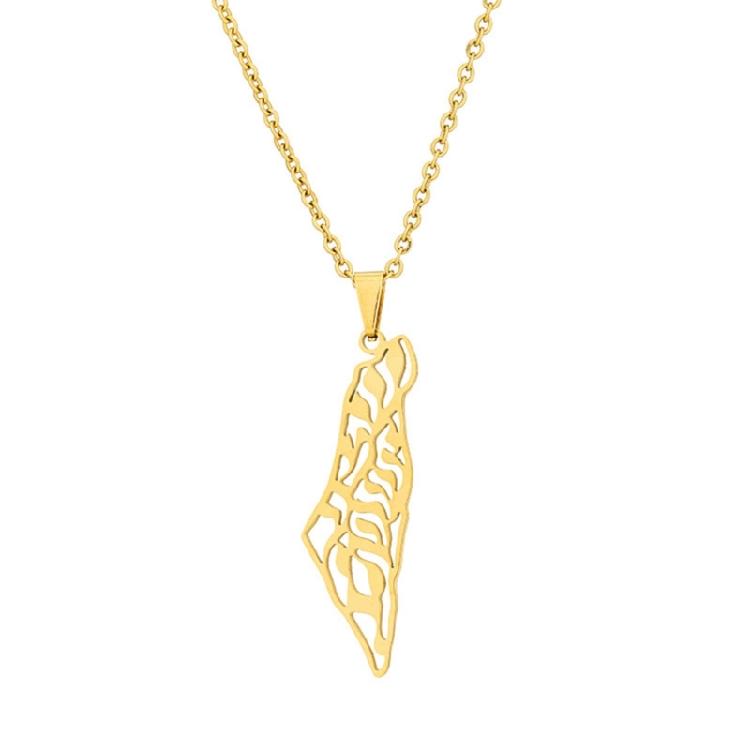 Vintage ISR PS Map Pendant Necklace Women Men Fashion Jewelry Gift