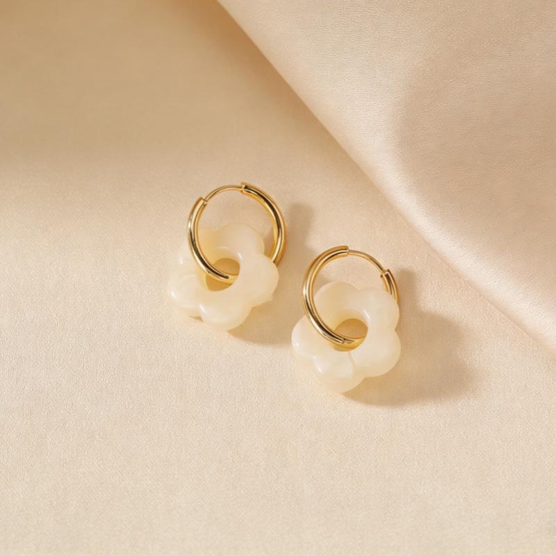 2025 Dopamine-Inspired Enamel Flower Hoop Ear Cuffs - Light Luxury Earrings