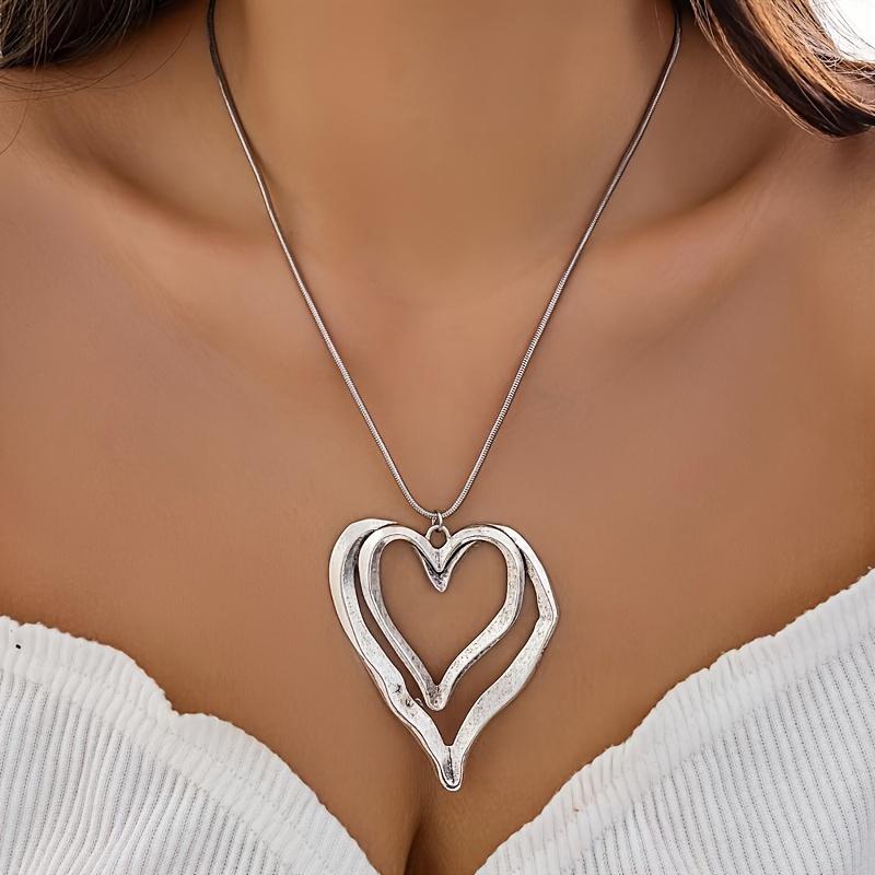 Personalized Exaggerated Design Irregular Heart Pendant Necklace for Women Gothic Holiday Party Accessories Jewelry Gifts