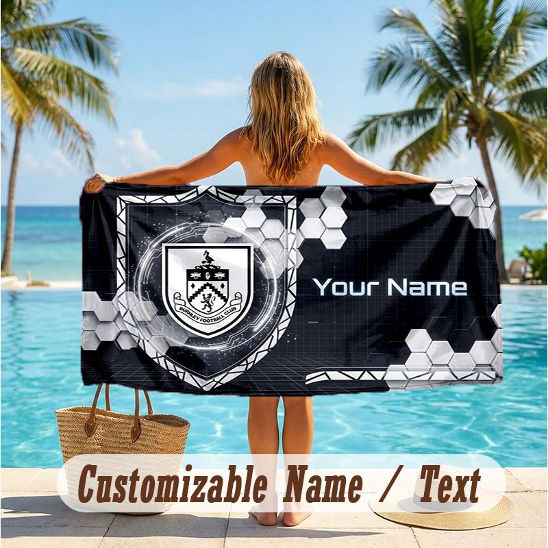 Custom Text Beach Towel, Soft Absorbent Swimming Multi-use TowelBurnley Football