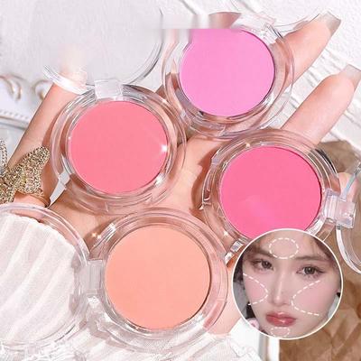 Matte Powder, 6 Colors, Natural Mineral Pigment, Bubble Tea Pink Powder Blusher, Professional Outline Pink, Suitable for Face and cheeksMakeup