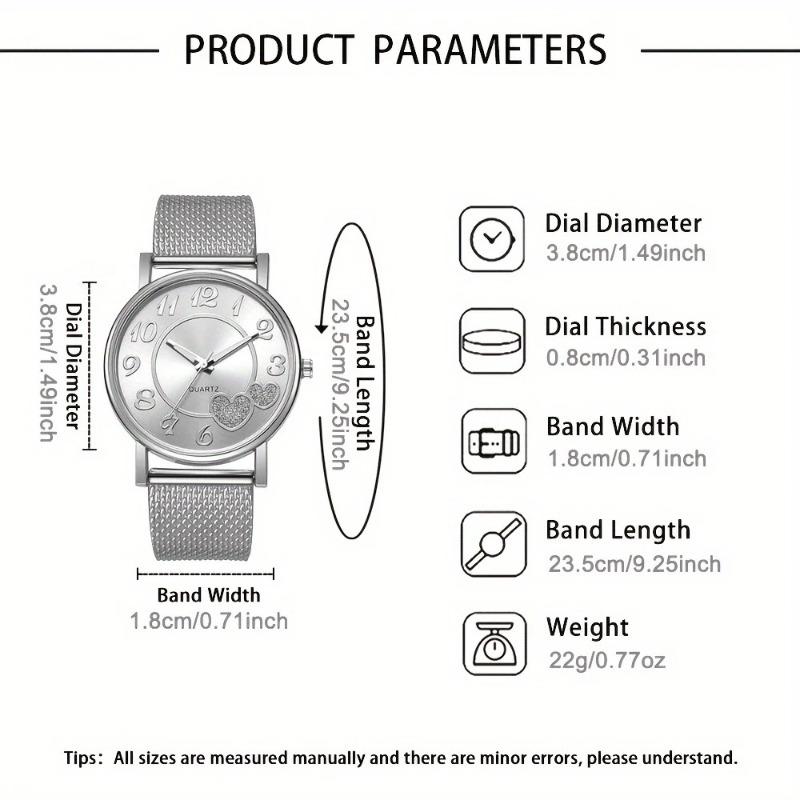 Hot Fake Mesh Belt Quartz Watch Women's Casual Fashion Love Shape Schoolboy Sense Watch