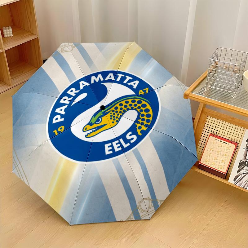 Parramatta Eels Print Auto 8?Ribs Folding Umbrella Wind Resistant Lightweight Automatic Umbrella For Daily Travel