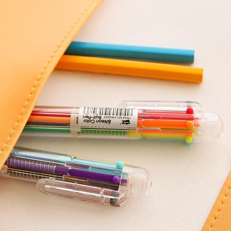 5Pcs Transparent Cartoon Ballpoint Pen Creative Cute Colorful Swivel Supplies School&Office Supplies