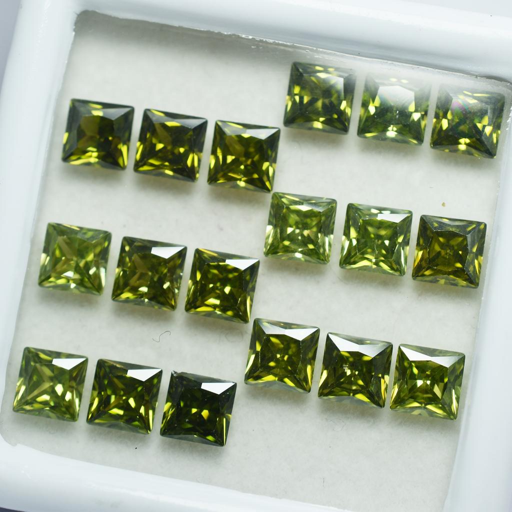 51 Pcs Lot Natural Green Sapphire Square Cut 5x5mm Certified Loose Gemstones
