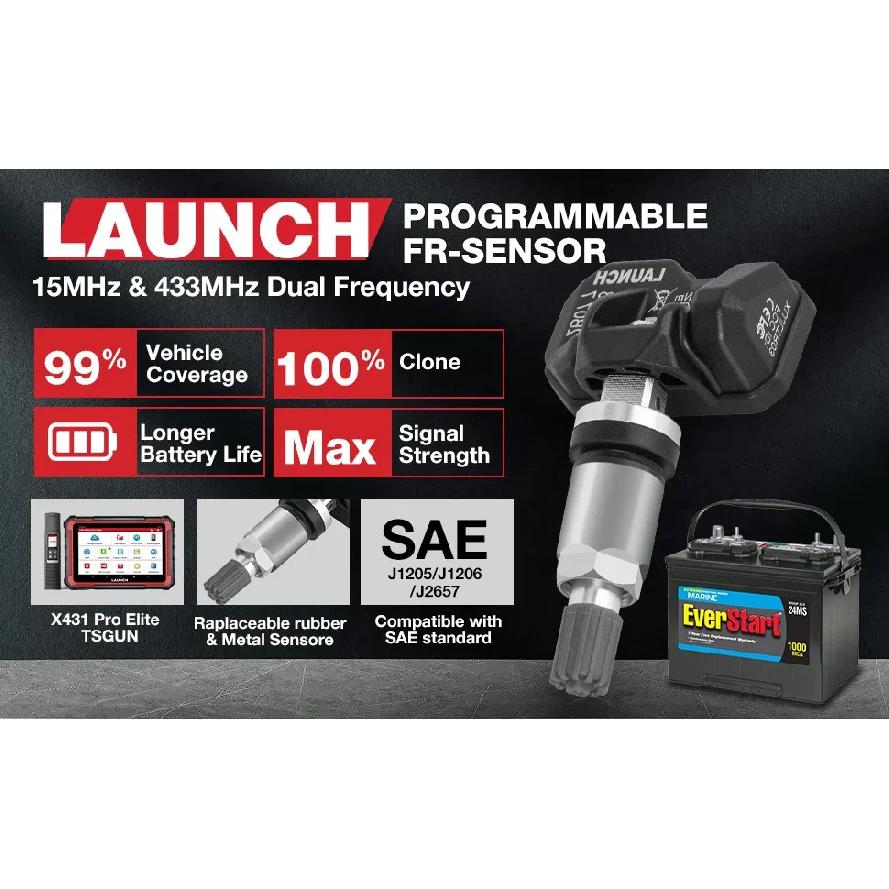 LAUNCH X431 TSENSOR-05 Univerzální TPMS senzor 315MHz/433MHz Duální frekvence Nastavitelný úhel Gumový ventil Monitor tlaku v pneumatikách