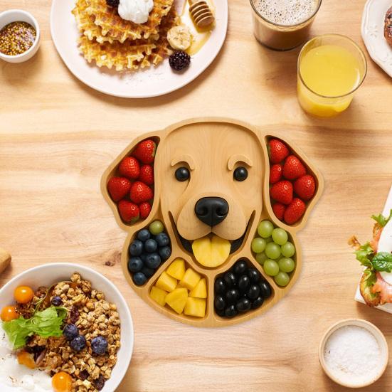 Wooden Serving Tray Dog Shaped Charcuterie Platter Appetizer Board for Cheese Meats Fruits Nuts Cookies