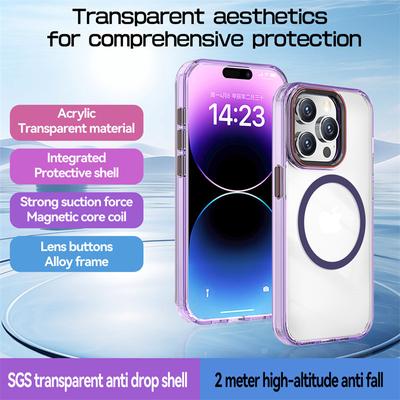 Luksusa augstas kvalitātes caurspīdīgs akrila magnētiskais futrālis iPhone 15 Pro Max 14 Plus 13 12 Pro 11 viss iekļauts aizsardzībai pret kritieniem.
