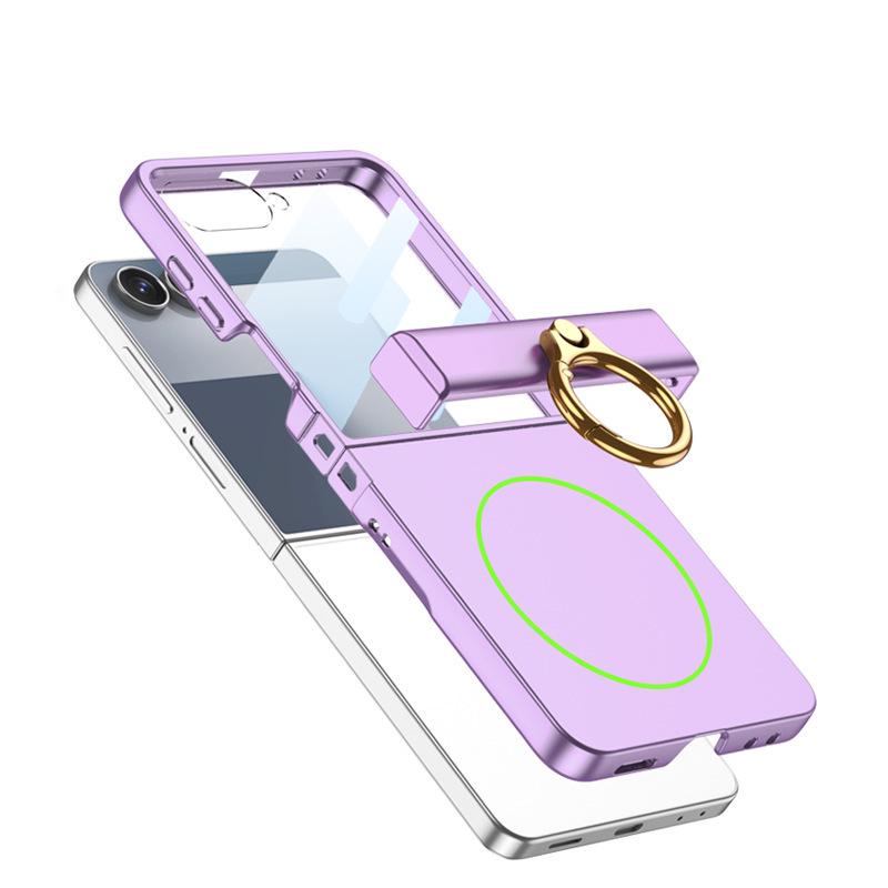 Samsung Z Flip7 Ultra cienkie etui na składany telefon z ochroną zawiasu, modny magnetyczny pierścień i kompatybilnością z ładowaniem bezprzewodowym