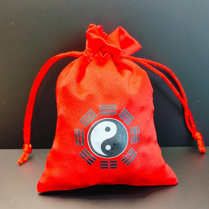 

Large Red Bagua Fortune Brocade Drawstring Gift Pouch - New Year Tai Sui Seal Red Envelope Bag
