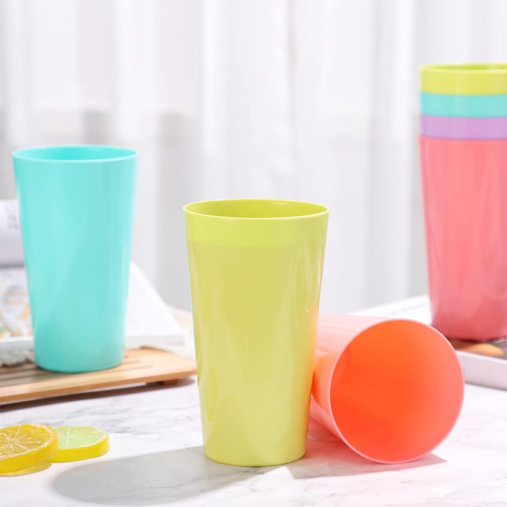 TOYMYTOY Unbreakable Plastic Cups, Multicolored, Dishwasher Safe, 500ml, Set of 8, Perfect for Kindergarten, School, and Camping