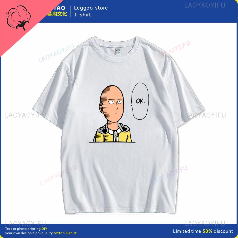 One Punch Man Says Ok Cartoon Hip Hop Crew Neck Casual Fashion Street Wear Trend Summer Comfortable Men Women Universal Tshirt