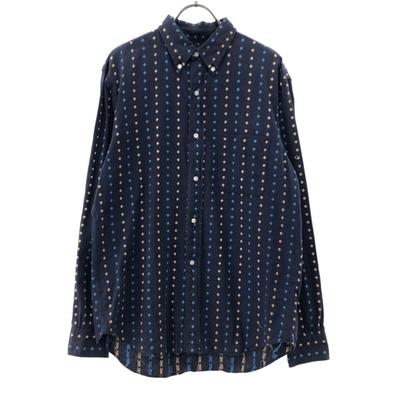 SUGAR CANE Dot Embroidery Pattern Long Sleeve Button Down Shirt M Navy Men's Used
