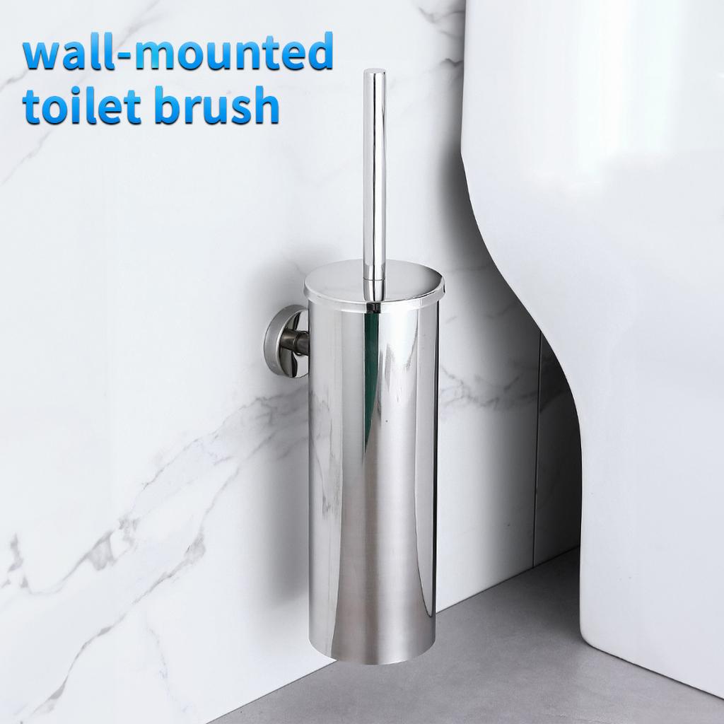 Stainless Steel Toilet Brush Wall Mounted & Freestanding, Odor-Proof Cover Anti-Drip, 360° Soft Bristles Rustproo