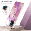For Motorola Moto E13 4G Case with Ring Kickstand Marble Pattern Electroplating TPU Back Cover