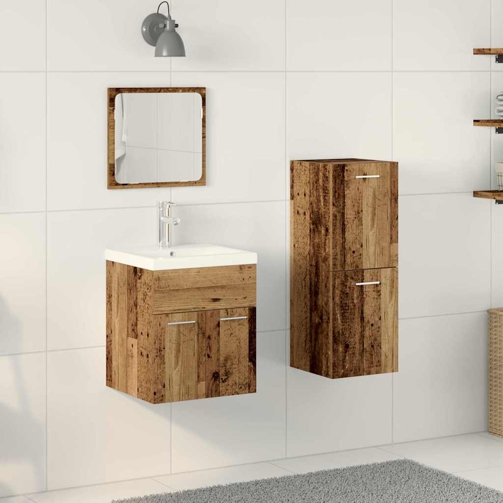 Bathroom Furniture Set 4 Pcs Reclaimed Wood Engineered Wood