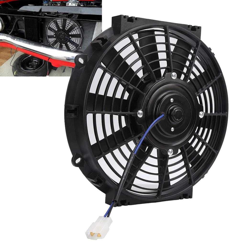 10-inch Universal Radiator Cooling Fan, 24V 80W 2100RPM Slim Fan with 10 Straight Blades for Universal Cars