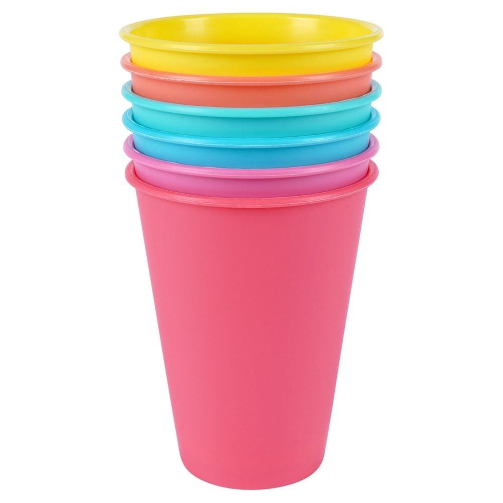 6x Plastic Reusable Picnic Travel Cups for Drinks 400 Ml