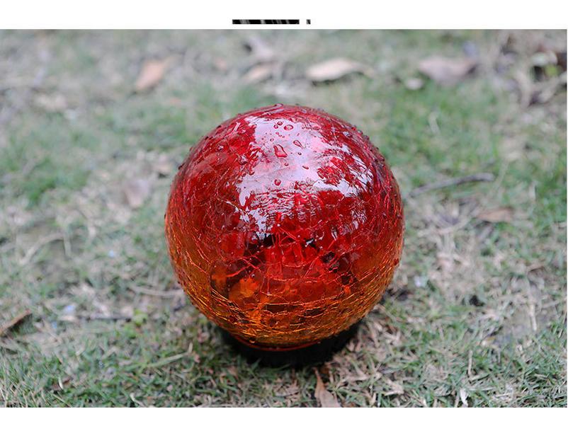 Solar Red Crackle Glass Ball Light - Waterproof Outdoor Garden & Lawn Decor