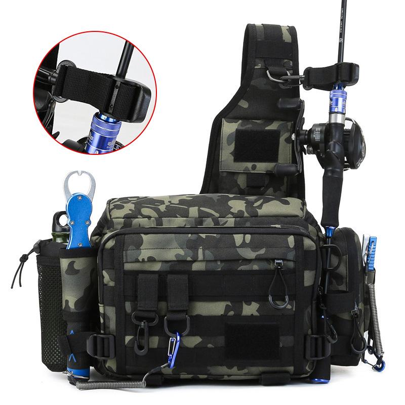 Bolsa de pesca com isca de grande capacidade, bolsa de cintura multifuncional, bolsa para vara de pesca, mochila tática, bolsa de ombro, bolsa para equipamento de pesca