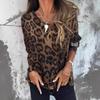2026 Frühling Damen Rundhals High Waist Langarm T-Shirt mit Leopardenmuster, Eleganter Stil