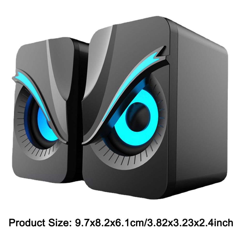 USB Wired Loudspeaker with RGB Lights Portable Mini Speaker Wired Volume Control Mini Desktop Speaker for Home Desk