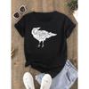 Adorable Hand Drawn Crow Raven Bird Sketch Gothic Lover Ladies T‑Shirt