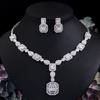 Bridal Accessories Square Zircon Necklace Earrings Set Dinner Dress Set Chain