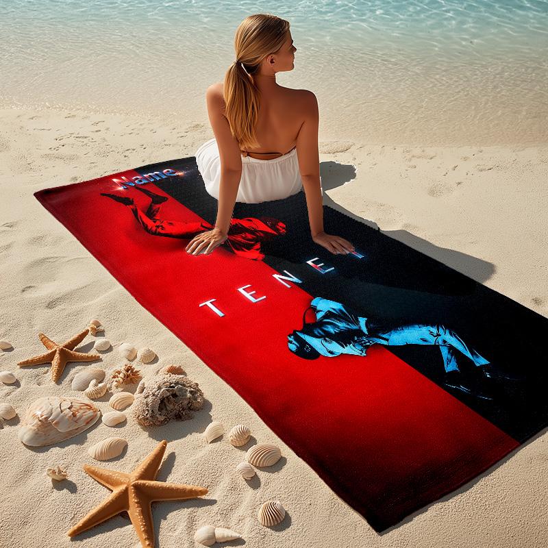 Custom Name Tenet Movie Stylish Digital Printing Beach Towel Quick‑Drying Absorbent Blanket for Beach Pool Gym Travel