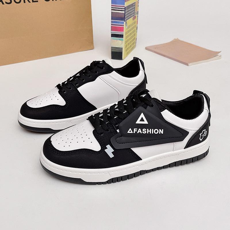 

Thick-soled White Shoes Children s Spring and Autumn New Ins Leather Versatile Contrasting Color Casual Student Board Shoes 40 чёрный