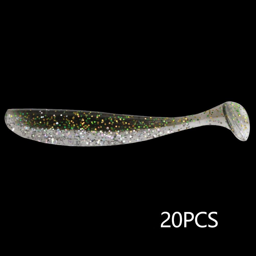 20PCS 5.5/6.5/7CM Big Fishing Lure Worm Silicone Easy Shiner Shad T Tail Soft Bait Ice Wobbler Swimbait Pesca Bass Pike Winter
