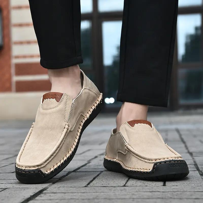 Fashion Genuine Leather Mens Loafers Size 48 Slip on Italian Driving Shoes Chaussure Homme Genuine Leather Men Handmade Casual Shoes
