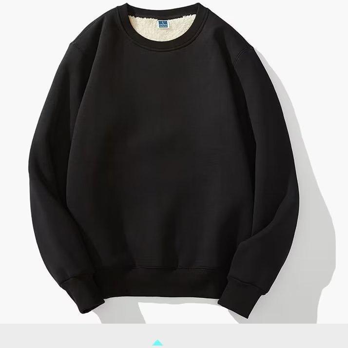 Men's Winter Lambswool Round Neck Plus Velvet Thickened Hoodie – Handsome, Loose, Versatile, Long Sleeve Outerwear for Couples.