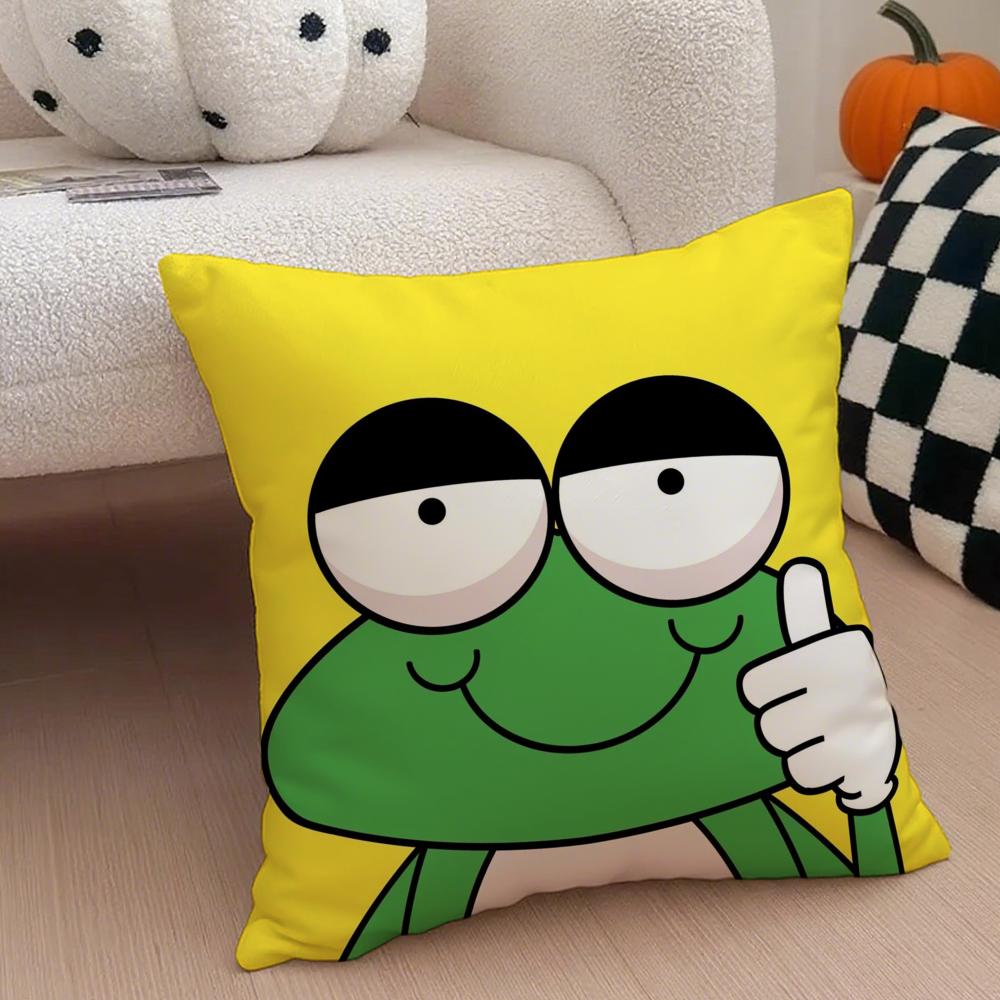 cute frog Cushion Cover Throw Pillow Cover Hidden Button Durable Polyester Chair Cushion