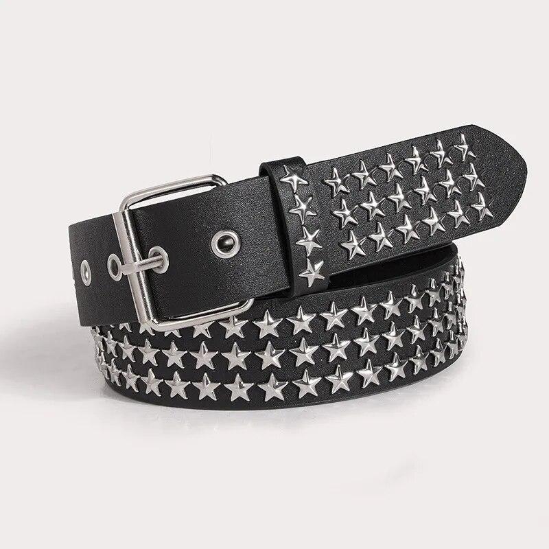Trend Pentagramm Nieten Gürtel Heavy Metal Gürtel Herren Damen Punk Rock Stil Jeansgürtel Y2K Gürtel Modische Dekoration Damengürtel
