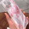 Pink Heart Shockproof Transparent Case for iPhone 14-17 Pro Max