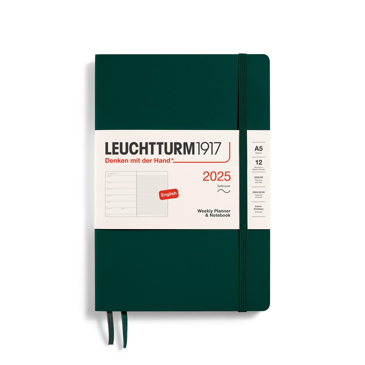 LEUCHTTURM1917 2025 Diary A5 Weekly Soft Forest Green 370754