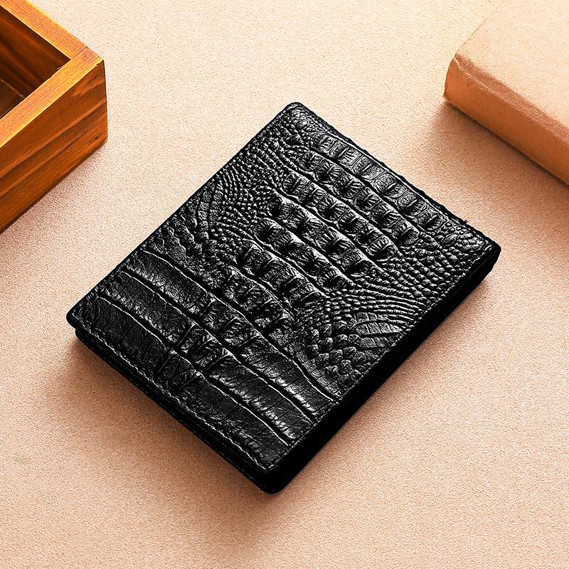 Men's Genuine Crocodile-Embossed Leather Wallet with ID Card Slot & Multiple Pockets - Compact Business RFID Blocking