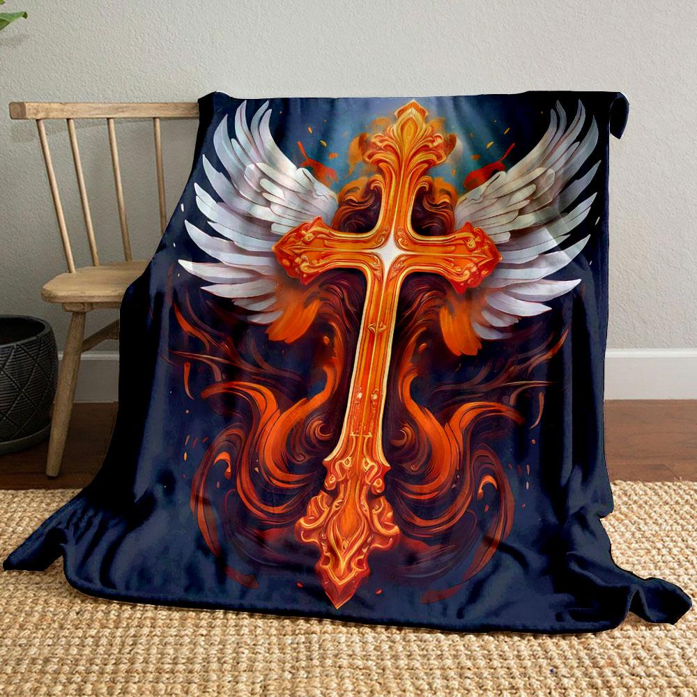 

Ornate Cross Winged Blanket Printed Blanket for Living Room Bed Couch lunch break Soft Cozy Blanket for Friend s festival Gift 80cm x 120cm