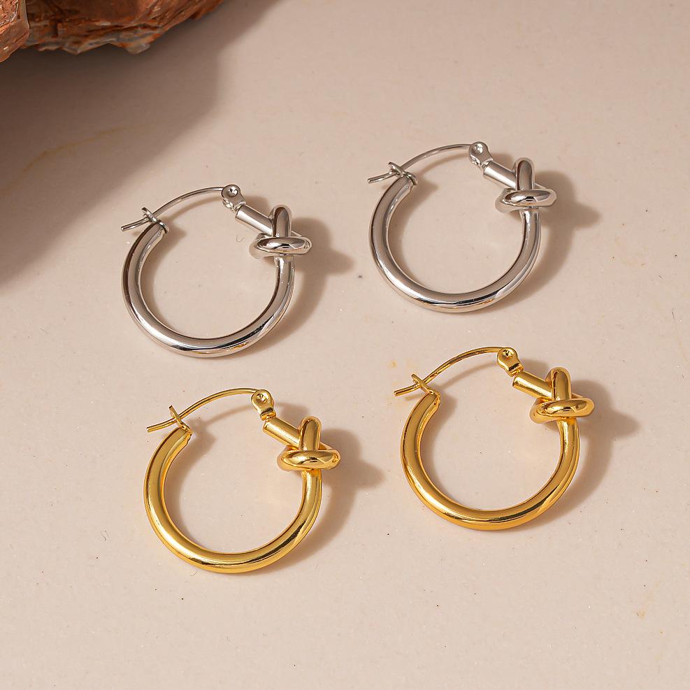 Stainless Steel Knotted Round Ear Cuffs: Elegant and Versatile High-End Jewelry