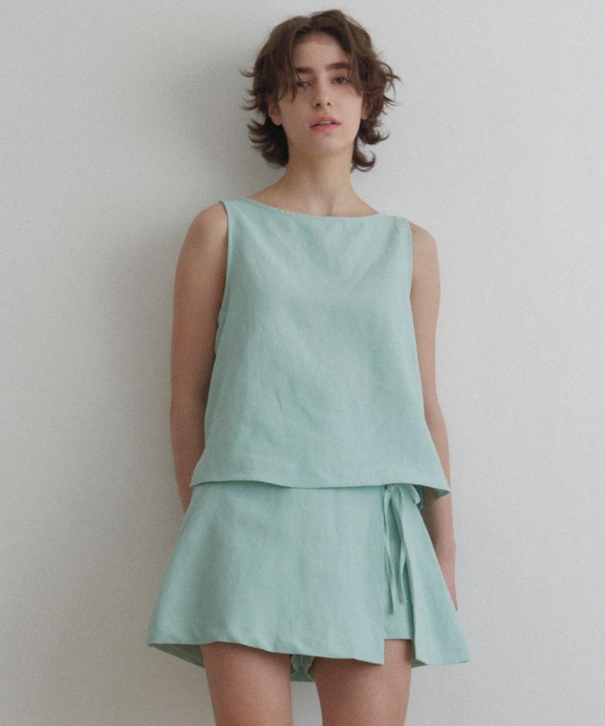 Okuka Linen Skirt Shorts - Mint