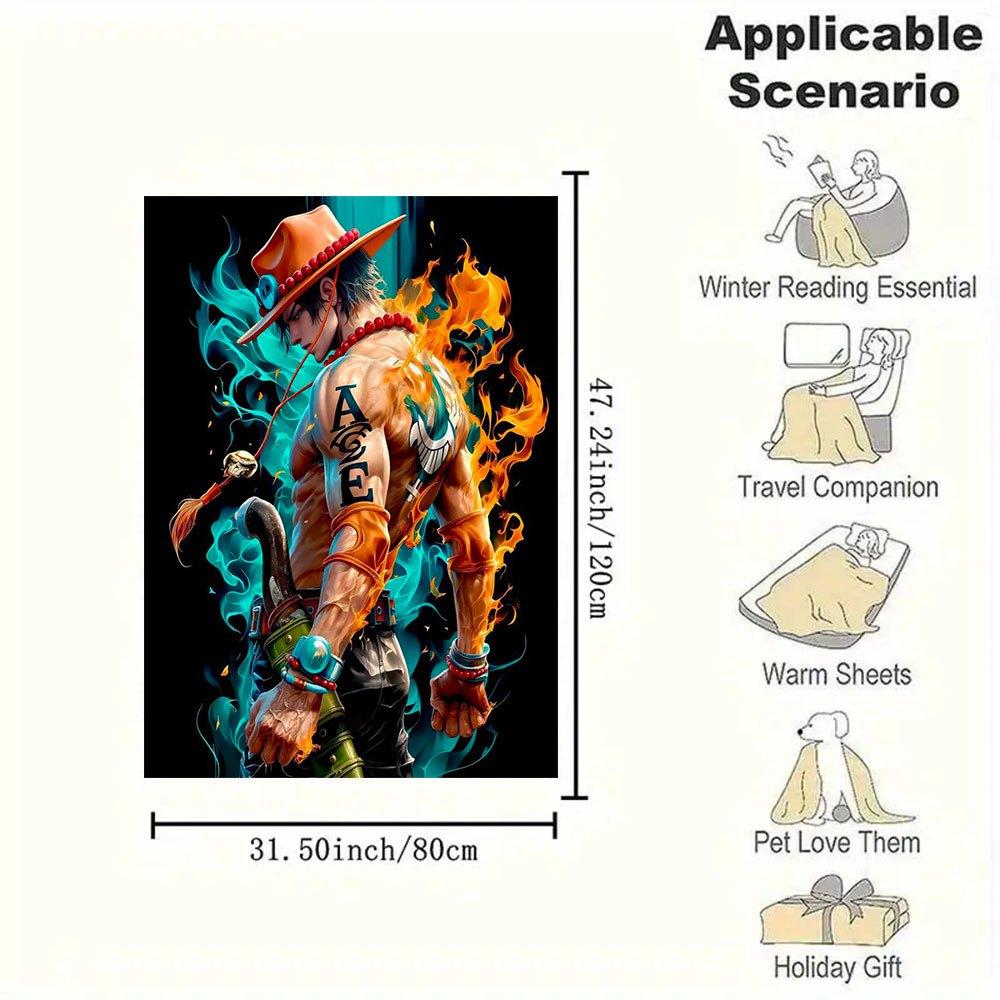 "Flame Warrior's Hat with Red Beads - Anime Cosplay Costume Accessory"Blanket Flannel Throw Blanket for Sofa, Bed, Travel, Camping, Office,