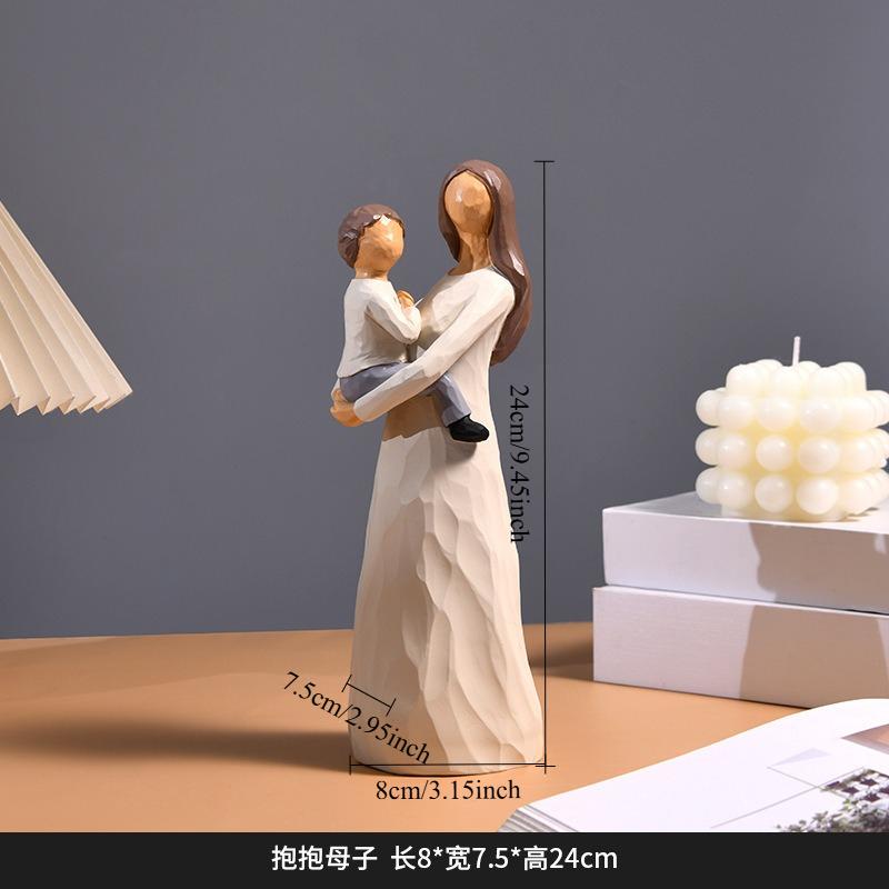 1pcs Resin Family Figurine Set Elegant Living Room Decor for Wine Cabinet Creative Craft Sculpture Art Gift for Home