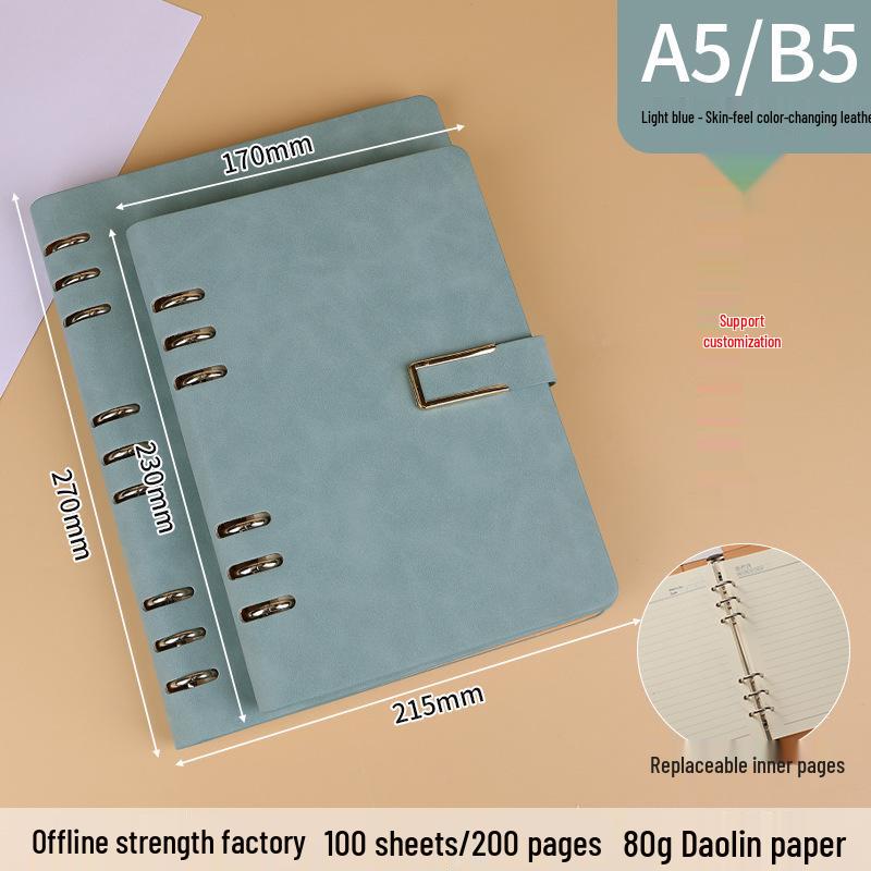 A5 Loose-Leaf Notebook Gift Set: Business Diary with Hollowed 6-Hole Design and Customizable Logo