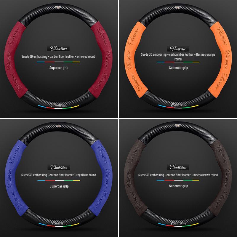 Cadillac Steering Wheel Cover for SRX/CT5/XTS/ATSL/XT5/XT6 - Alcantara & Carbon Fiber