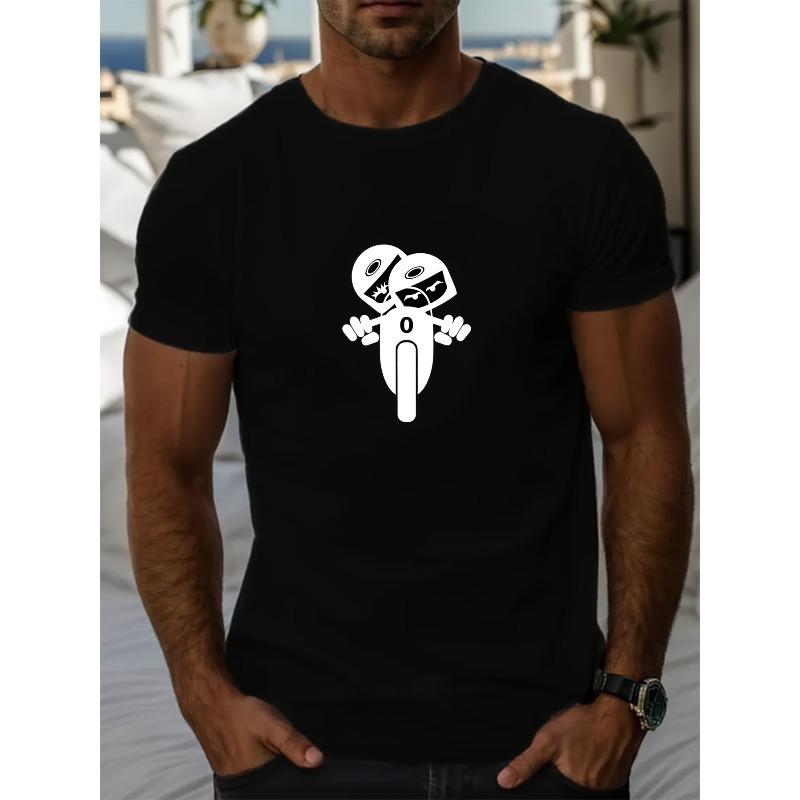 

Men s Motorcycle Rider Casual Short Sleeve T-Shirt - Summer Round Neck Solid Color Tee Suitable for Motorcycle Riding & Casual Attire - Male Apparel 4XL чорний